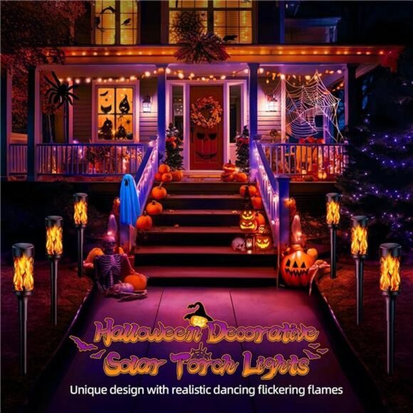 8 Pack Solar Outdoor Lights, Extra-Bright Solar Torch Lights - Picture 5 of 7